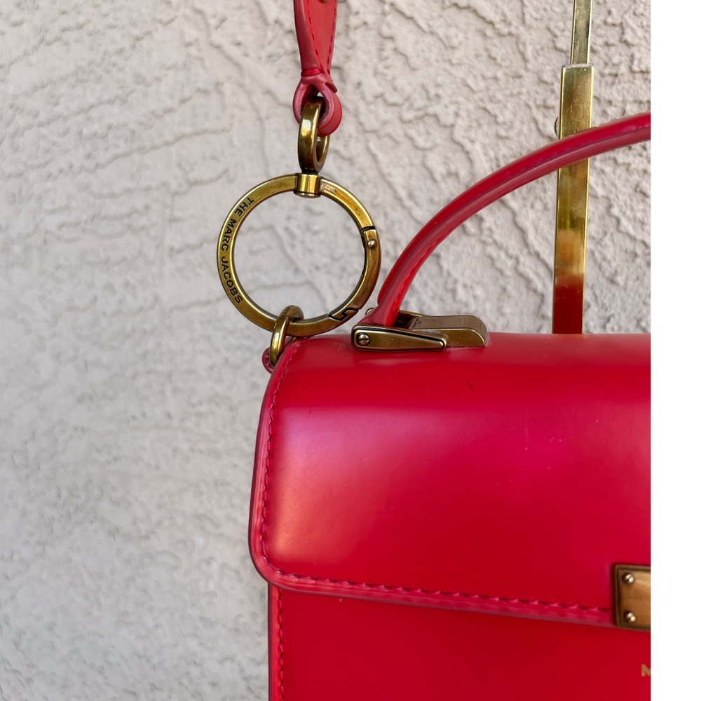 MARC JACOBS Red Smooth Leather Crossbody Flap Satchel Downtown Shoulder Bag - Picture 6 of 17